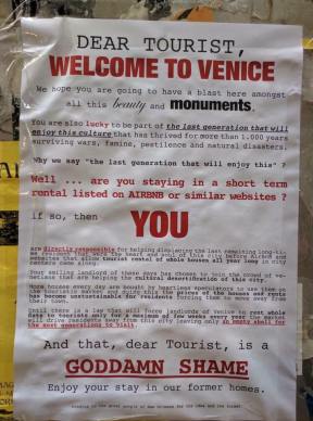 welcome note for tourists to venice